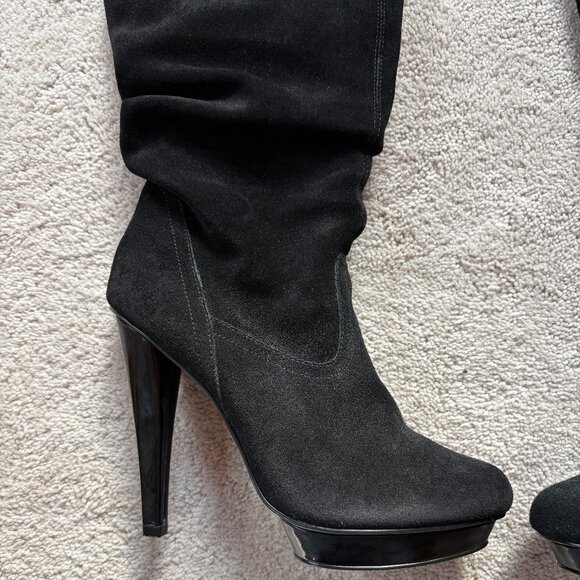 Steve Madden Xenonn Black Suede Over the Knee Platform Boots, 8.5 - Picture 3 of 7